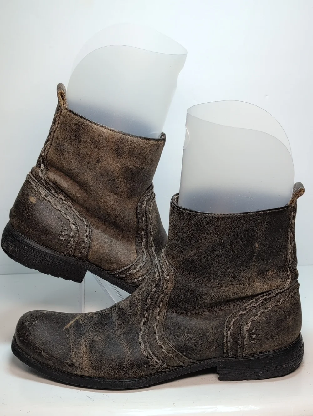 BED|STU revolution Distressed Brown Leather zip Ankle Boots mens size 10 EU 43